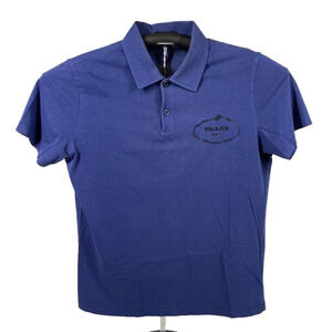 Prada Polo Big Logo Shirt Men's Size Medium Blue Used BS-M1122-B011